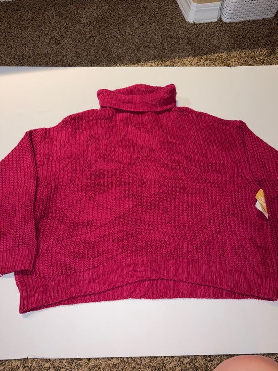 Free People Sweaters - Free People Oversized Deep Pink Ribbed Turtleneck Sweater